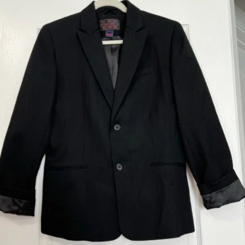 VINTAGE Ralph Lauren Argyle Label Black 100% Wool Blazer Jacket